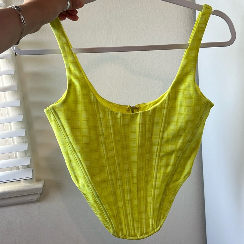 White Fox boutique lime green corset